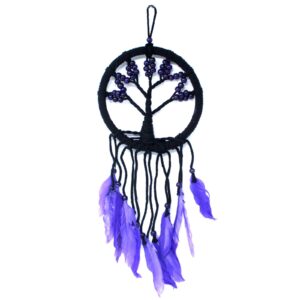 Handmade Tree of Life Dreamcatcher in boho style, 16cm diameter.