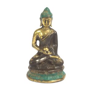 Brass Sitting Buddha ornament for home decor and meditation spaces.