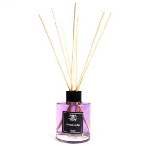 120ml lavender fields reed diffuser in a chunky glass bottle.