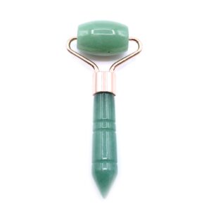 Jade mini roller for gentle facial massage with a polished finish.