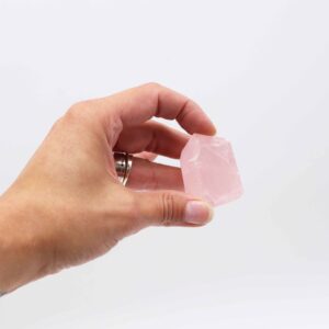 Polished Indian Rose Quartz Gemstone Points in soft pink tones.