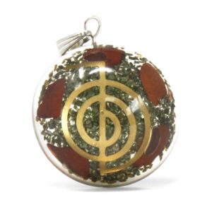 Orgonite Power Pendant featuring gemstone chips and copper elements.