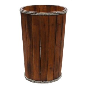 Large brown wooden storage tub ideal for home organisation and decor.