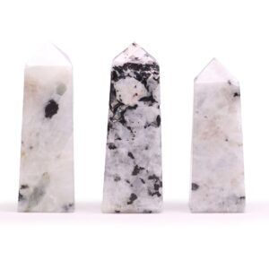 Moonstone Gemstone Obelisk Point with soft milky tones and gentle shimmer.