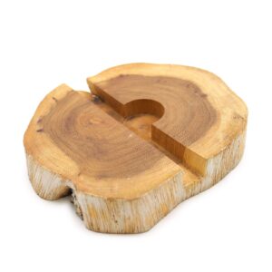 Stylish whitewash wooden phone holder for modern decor and convenience.