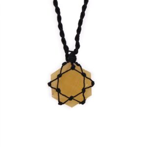Laced Gemstone Hexagon Pendant featuring vibrant Yellow Quartz on an adjustable string.