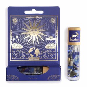 Gemstone-infused essential oil roll-on featuring Sodalite for confidence.