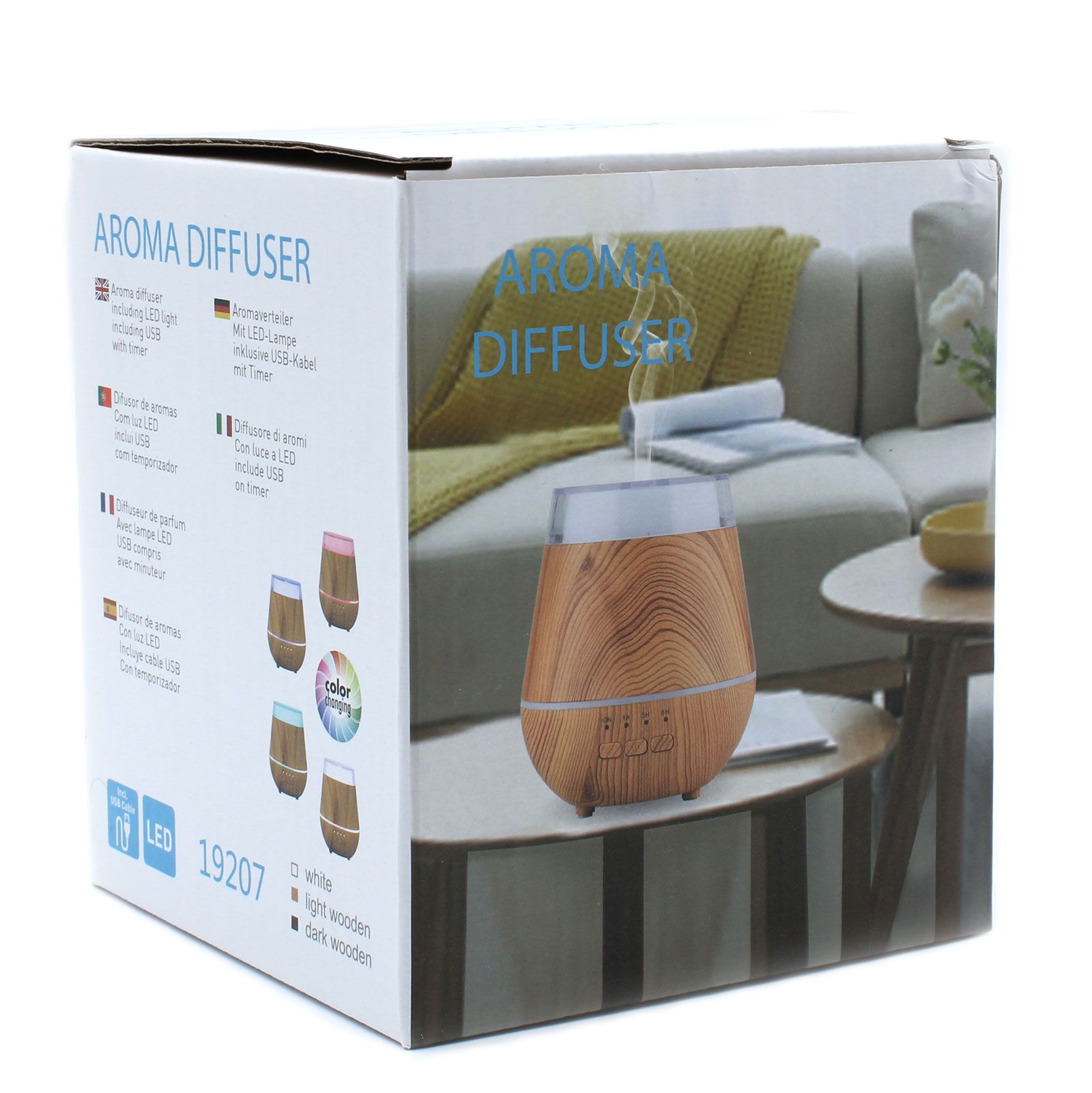 Helsinki Atomiser in a stylish design with colour-changing LED lights.