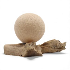 Cream shade DriftGlow lamp with Indonesian driftwood base for a warm glow.
