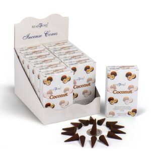 Natural coconut incense cones for a calming aromatic experience.
