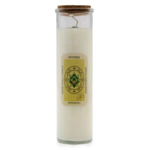 Soy wax candle with Green Aventurine gemstones and Moroccan Rose fragrance.