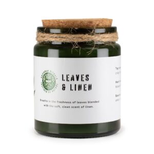 Greenman Woodwick Soy Candle in deep green glass jar with wooden wick