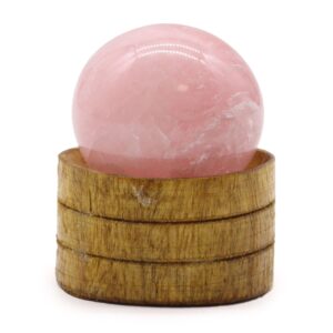 40mm rose quartz gemstone sphere with a stand, perfect for home decor.
