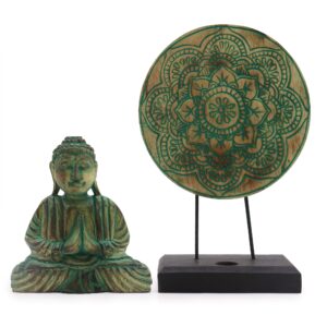Buddha Feng Shui Set featuring a Green Buddha Knot design for home decor.