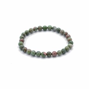 Gemstone Manifestation Bracelet featuring Green Jasper beads for personal growth.