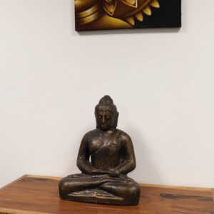 Antique gold medium Buddha statue for home decor and relaxation.