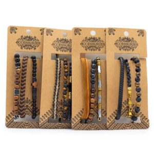 Stylish men's premium bracelet set in black and tan colours.