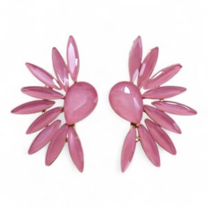 Soft pink vintage glass earrings with angel wings design, perfect for boho style.