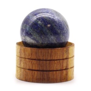 40mm Afghan Lapis gemstone sphere with a stand, perfect for decoration or gifting.
