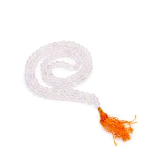 108 bead mala made from rock crystal, ideal for meditation and mindfulness practices.