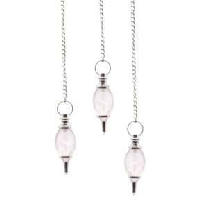 Lingam shaped rock quartz pendulum for spiritual and mindful practices.