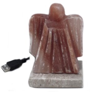 Multicolour USB angel-shaped Himalayan salt lamp for home decor.