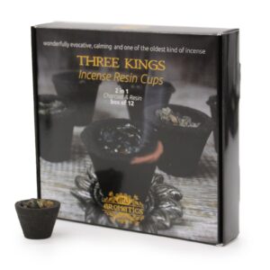 Box of 12 Three Kings Resin Cups for aromatic home fragrance.