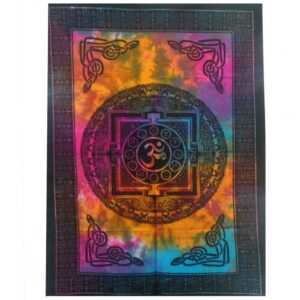 Vibrant Cotton Wall Art featuring the Sacred OM symbol in rich colours.