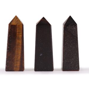Polished Tiger Eye Gemstone Obelisk Point with golden brown tones and natural banding.