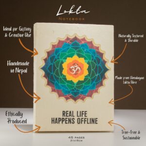 Large Lokta notebook featuring vibrant mandala artwork and a motivational message.