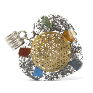Orgonite Power Pendant featuring seven stone chakra design with gemstone chips.