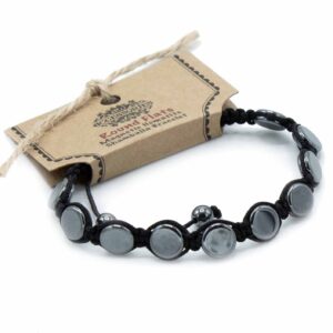 Stylish Magnetic Hematite Shamballa Bracelet with pastel cubes and black design.