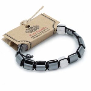 Stylish Magnetic Hematite Shamballa Bracelet with Rose Cuboids