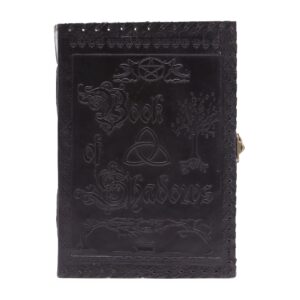 Large black Book of Shadows with 200 decle-edged pages for spiritual writing.