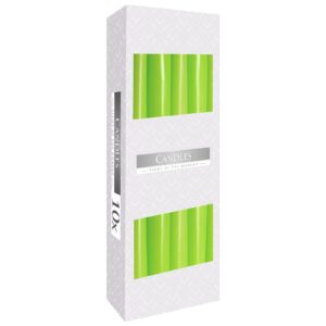 Elegant green taper candle for a calming atmosphere in any space.