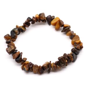 Stylish Tiger Eye chipstone bracelet on a neutral background.