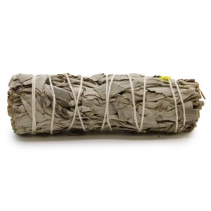 Smudge stick made from white sage and blue sage, ideal for cleansing spaces.