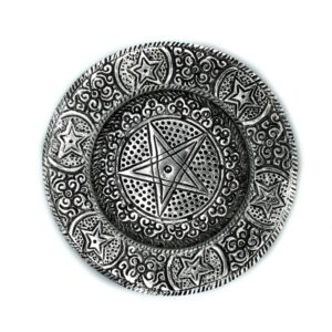 Elegant polished aluminium pentagram incense holder for modern home decor.