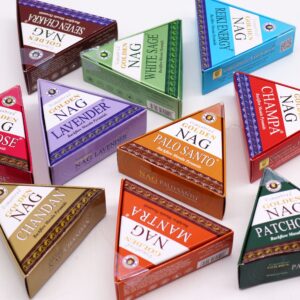 Jumbo Golden Nag White Sage backflow incense cones with elegant smoke effect.