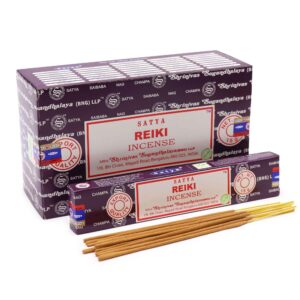 Hand rolled Satya incense sticks in recyclable packaging for a calming aroma.