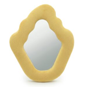 Flame Soft Squiggly Mirror in Marigold with a wavy padded frame