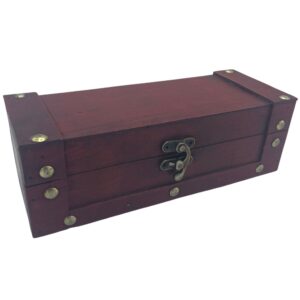 Tan long tea chest with compartments for storing various teas.