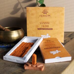 Natural incense smudge bricks and terracotta burner with sandal wood aroma.