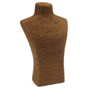 Medium classic bust display stand in chocolate colour for showcasing jewellery.