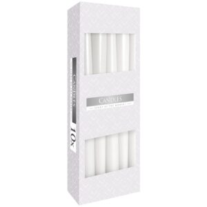 Elegant white taper candle perfect for creating a serene atmosphere.