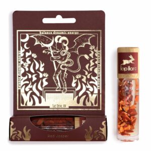 Gemstone-infused essential oil roll-on featuring Red Jasper for balance and energy.