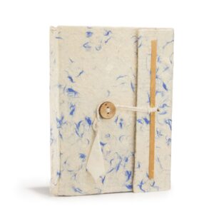 Medium Lokta notebook with blue cotton texture, perfect for journaling and notes.