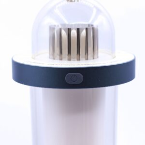 Portable outdoor lamp with a realistic flame effect and multi-colour lighting.