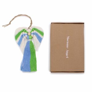 Handwoven macrame angel guardian designed for nurturing spaces.
