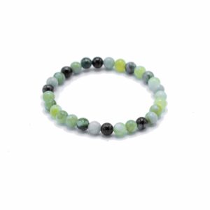 Handcrafted Olive Jade bracelet showcasing soothing green hues.